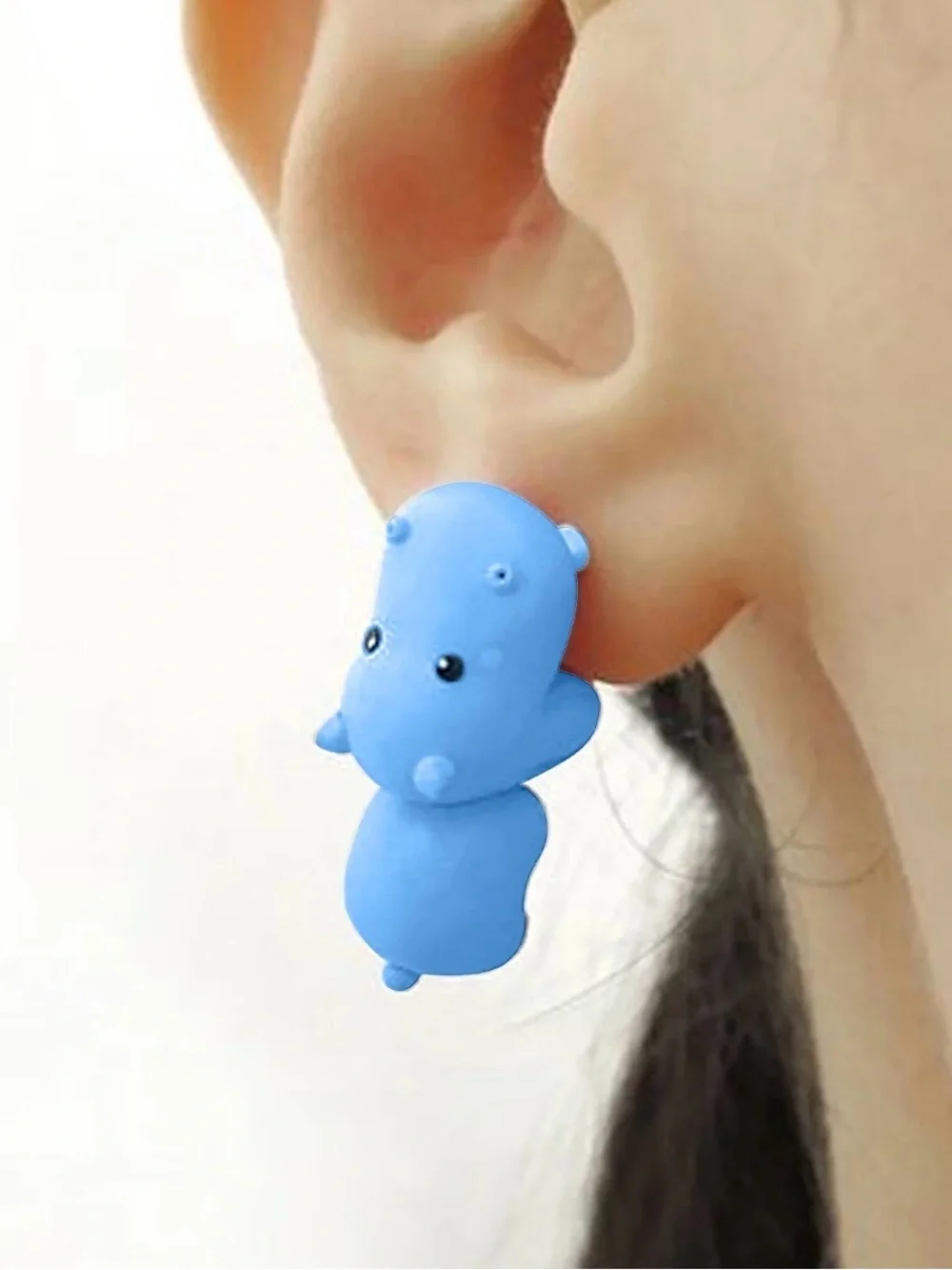 Fashion Jewelry Light Blue Hippo Dangle Earrings